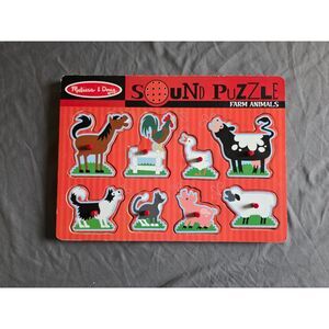 Melissa & Doug Farm Animals Wooden Sound Puzzle - Working sound-Activated